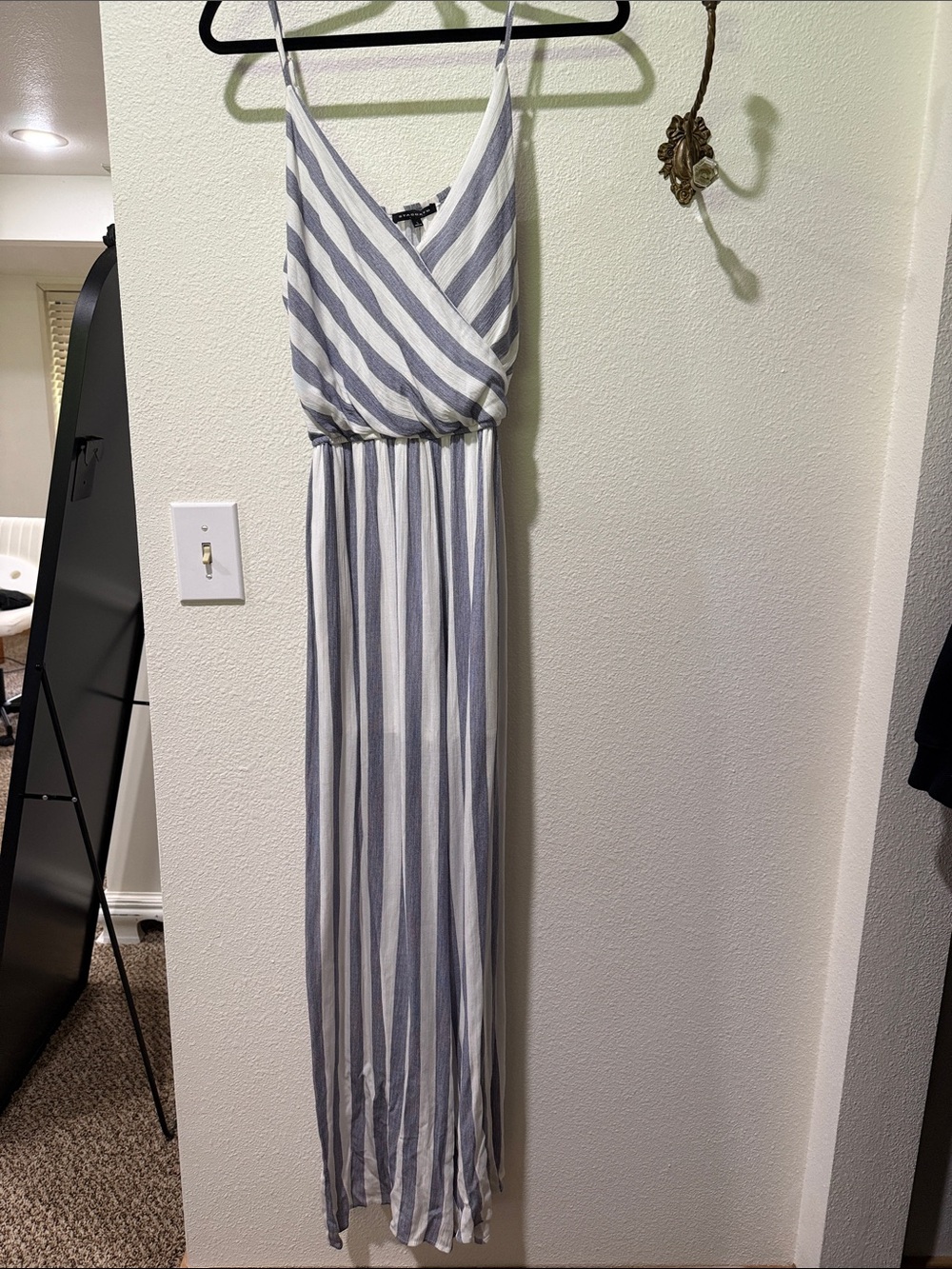 Staccato Striped V-Neck Jumpsuit - White & blue
